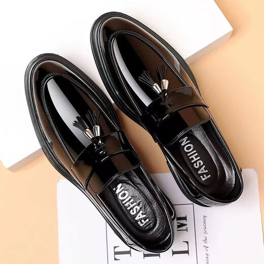 Chaussures en cuir Cartelo Nouvelles chaussures à semelle douce pour hommes Chaussures en cuir masculin un pied Patent en cuir chaussures Business Casual Work Shoes Men Black_9926 38 _UNE TAILLE plus grande