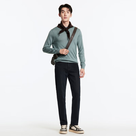 Jiumuwang shopping mall same style cardigan men's 25 spring and winter new round neck business casual men's sweater with inner top Slim version + medium green + JY1D40227 S 165/88A(46)