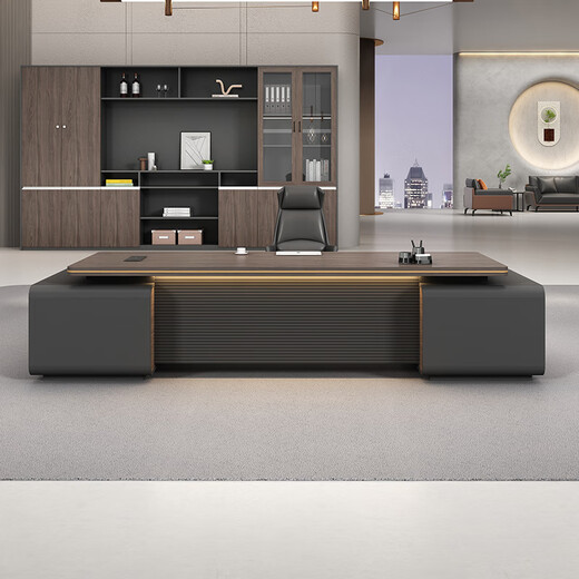 Mutini boss office desk and chair combination simple log light luxury office president supervisor high-end manager desk executive desk 2.6 meters luxury boss table double cabinet + boss chair
