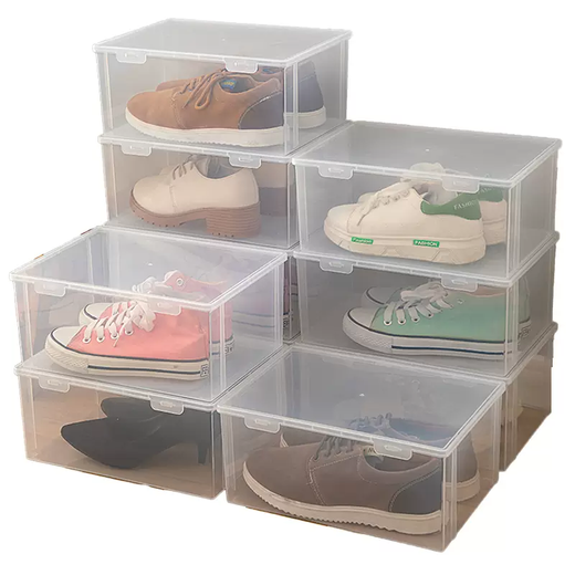 Yusenyi thickened shoe box clamshell shoe storage folding storage box simple transparent shoe cabinet plastic shoe rack space-saving artifact 1 pack (transparent visible and can be stacked for storage)