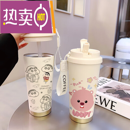 致仕（ZISIZ）水杯高颜值ins风凯蒂猫可爱咖啡杯学生保温杯大容量316陶瓷不锈钢 不锈钢内胆-FA1342凯蒂猫+挂绳