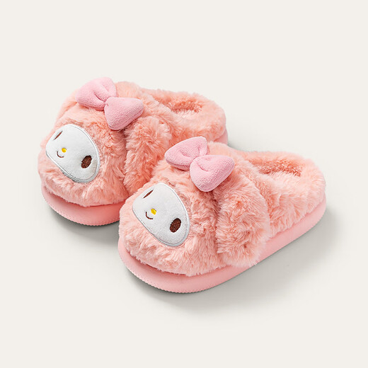 Daddy Pig Children's Cotton Slippers Girls Home Indoor Warm Anti-Slip Soft Sole Sanrio Cartoon Middle Child Furry Slippers Powder 21