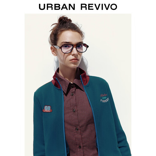 UR2025 Herumn Herumn New Damen Jersey Style Contrast Patch Sticked Short Jacket Uyl150117 Blue M