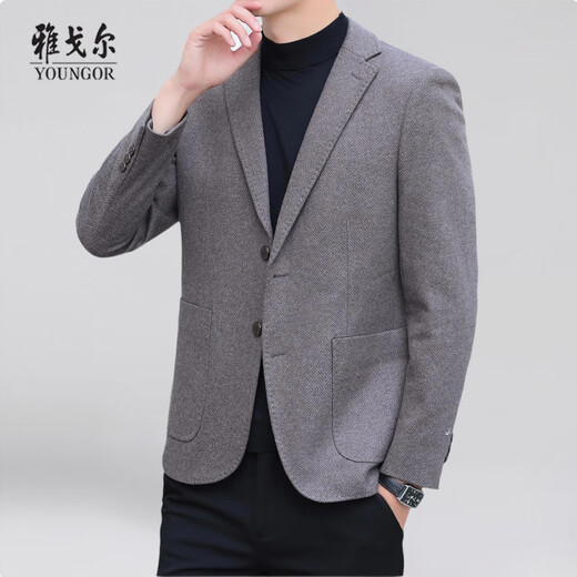 CEO Yageol Herren Wollanzug Jacke Herbst neue Business-Anzug-Jacke von mittleren Altersanzug Vater Xi Mi Gray-935 L 175/48 [125-140jin [Jin entspricht 0,5 kg]]
