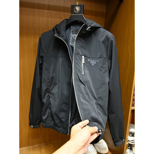 Barbouria Light Luxury 2025 Spring and Autumn New Jacket Men's European Station Fashion Brand Li Slim Windproof Hooded Jacket Men Black 2XL