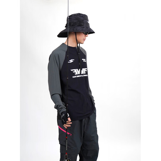 EWE 2025 new outdoor fishing collarless sun protection clothing long-sleeved T-shirt quick-drying, breathable, light and elastic, light gray XL