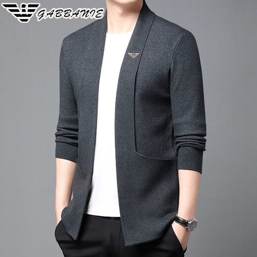 GABBANIE wool knitted cardigan sweater for middle-aged men Korean style fashion casual autumn new trend jacket GA/A88002 black 2XL 180