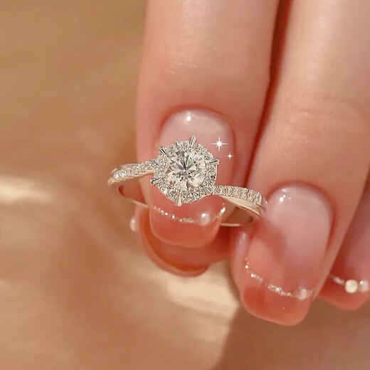 DR platinum moissanite diamond ring for women one carat pt950 platinum engagement ring Valentine's Day birthday gift for girlfriend six-pointed star ring 1 carat