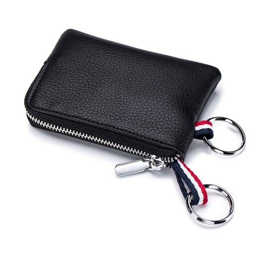 Goldlion multifunctional coin purse men's genuine leather mini wallet cowhide storage card bag zipper coin bag key bag coffee