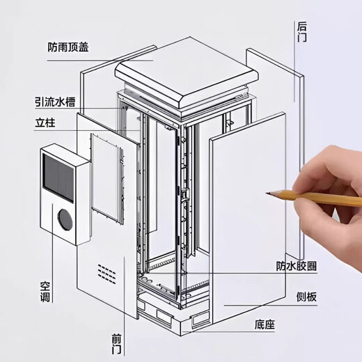 Outdoor integrated cabinet waterproof and acid rain resistant 5G base station hot and cold intelligent constant temperature communication power amplifier cabinet customization 900*900*2100 including air conditioning/front and rear doors
