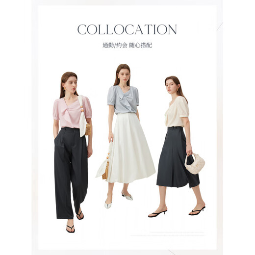 Fansilanenfanslanen französische plissierte v-heck-Shirt Frauen Sommerdesign Nische Chiffon Pendler Top 12187 Bouquet Pulver XS