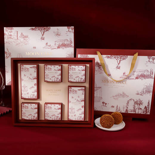Qiao Bo Lai 2025 Mid-Autumn Festival gift box packaging box egg yolk cake box Liuxin Cantonese style mooncake box 6 pieces 8 pieces French style 6 piece mooncake box 50 sets