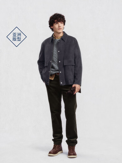 GANT Barn style leather jacket 25 autumn and winter new men's short sheep suede jacket jacket 943-dark gray one size 48 (170)