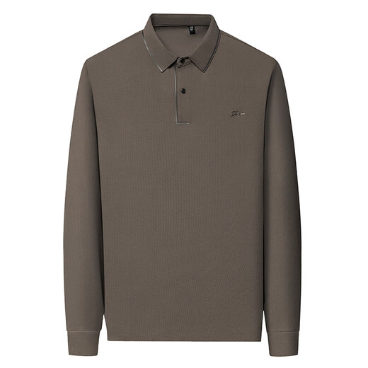 Dad's long-sleeved T-shirt seamless lapel Polo shirt middle-aged and elderly spring and autumn men's business casual T-shirt dark blue L 170 size 110-125Jin Jin equals 0.5 kg