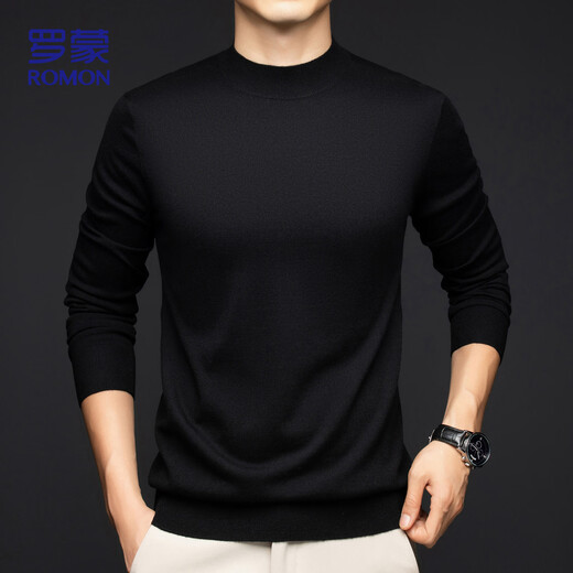 ROMON cardigan men's winter business casual thickened warm sweater bottoming knitted jacket men M6203 black XL