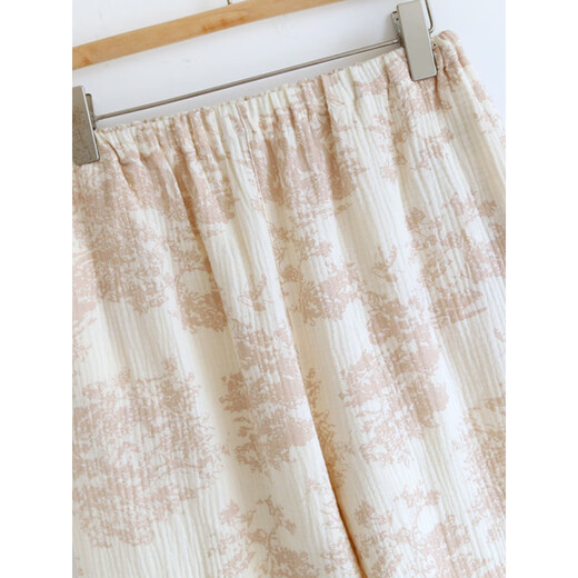 Langsha Pure Cotton Pajama Женская японская круглая шея весна и осень-летние длинные рукава тонкая двойная марляная конопляная конопля для дома белые осадки [детская марла-круглая шея] L [115-135Jin [Джин равняется 0,5 кг]]
