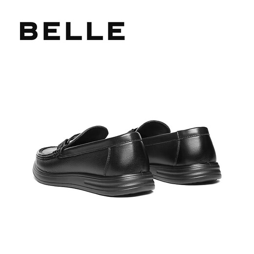 Belle casual business loafers men's 25 autumn cow leather slip-on beanie shoes A2130CM5 black 42