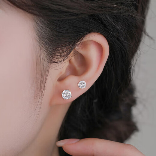 Half a piece of F136 titanium alloy medical earrings, ear bone nails, ear bone nails, ear piercing implant-grade, no-picking, hypoallergenic, Chinese Valentine's Day Valentine's Day gift for girlfriend, 5mm white Hao Stone, one pair