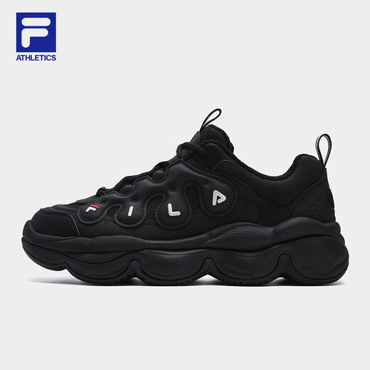 FILA official pea plus velvet shoes dad shoes 2025 winter new casual thick-soled sports shoes men's shoes black-BK 42.5