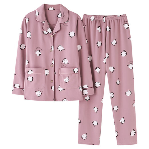 Yalu 2025 short old man long sleeve suit spring and autumn women's trousers pajamas middle-aged and elderly mothers home clothes 2687 4XL (180-200Jin[Jin equals 0.5 kg])