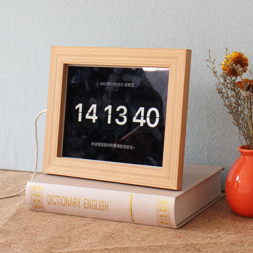 Mini mesa antigua de madera maciza para iPad transformada en álbum de fotos electrónico reloj enmarcado marco de fotos personalizado montado en la pared 027 mesa dorada de borde estrecho **cinta artística ipad_air1-2 Orificio para tarjeta de tamaño A4 19,6*