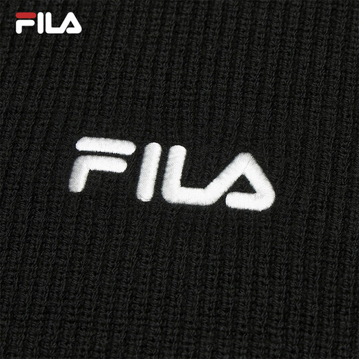 FILA 斐乐官方女士编织衫2025冬季新款休闲宽松连帽拉链毛衣开衫 正黑色-BK XL 175/92A/XL