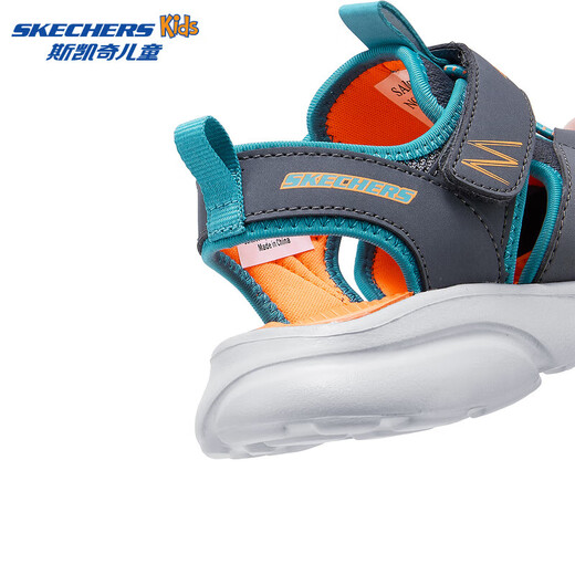 Skechers Children's Small Armor Sandals Comfortable Toe Sandals Mesh Breathable Casual Sports Shoes 407043L Boys/Charcoal Gray/Blue/CCBL 28.5