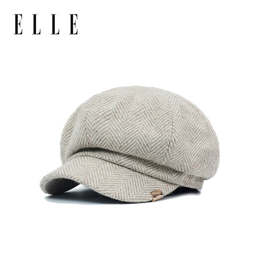 ELLE wool duck beret women's autumn and winter fashion versatile octagonal hat newsboy British style painter hat