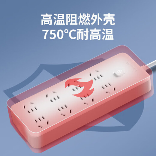 Philips new national standard safety socket/socket strip/strip strip/socket strip/terminal strip/trailer strip with child protection door 8-position five-hole master control 1.8 meters No USB/No Type-C cable