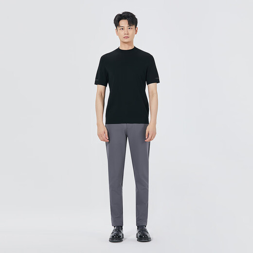 Lilang Shopping Mall Same Style Machine Washable Short Sleeve Cardigan Men's Slim Fit Soft Sweater Men's Bottoming Shirt Autumn 2025 Black (25QMS3101S) L 170/84A