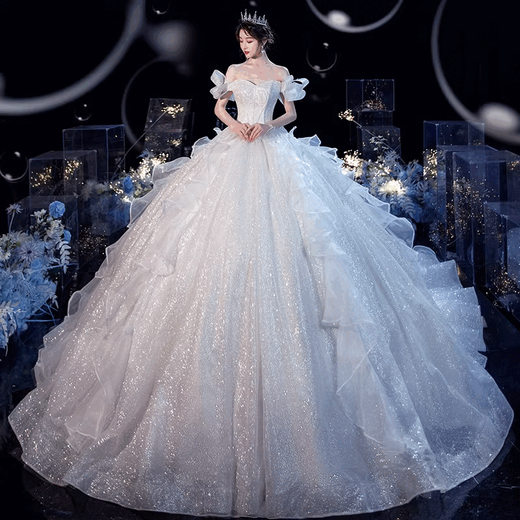 Overview Wedding Dress Main 2025 Bride Texture French Light Heavy Industry Trailing Women Small Niche Light Luxury Trailing Style Eight-piece Set XL