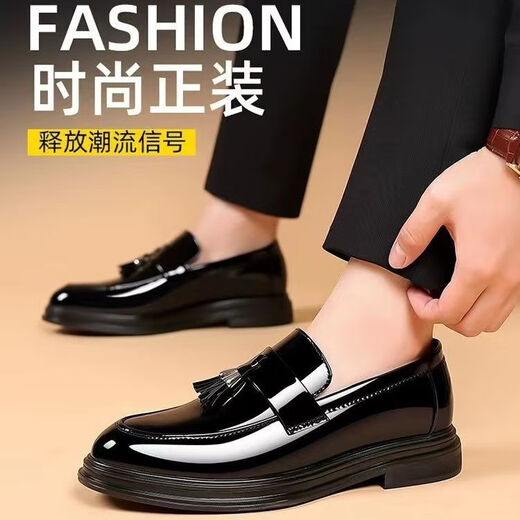 Chaussures en cuir Cartelo Nouvelles chaussures à semelle douce pour hommes Chaussures en cuir masculin un pied Patent en cuir chaussures Business Casual Work Shoes Men Black_9926 38 _UNE TAILLE plus grande