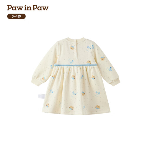 PawinPaw shopping mall same style cartoon bear children's clothing 25 years new winter new baby girl dress plus velvet Ivory ivory/39 120