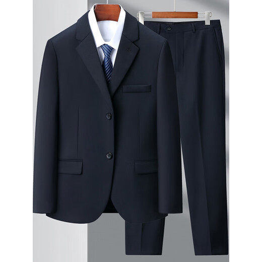 Lilan wool suit suit for men, professional formal work suit, banquet wedding dress, plus size men, black without slit 2XL 185/100