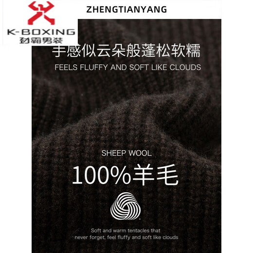 KBXNG Retro Thickened Pure Wool Sweater Men's Winter Henley Collar Wide Version Loose Twisted Thick Wool Warm Sweater Dark Brown S 165