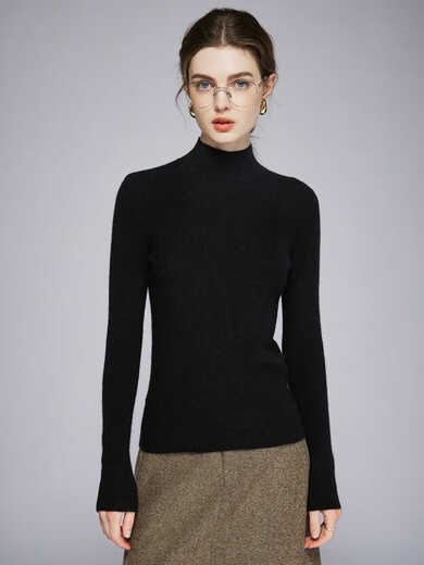 SENLIYA international light luxury high-end cashmere sweater half turtleneck cashmere sweater women's warm pullover sweater solid color inner mid-collar knitted white S