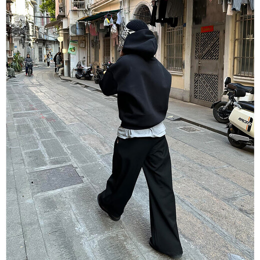 Shelley Jones dark gray short boxy sweatshirt men's spring and autumn youth stiff hoodie American retro heavy jacket dark gray XL recommended 120-140Jin Jin equals 0.5 kg