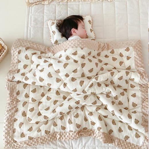 Other Doudou Blanket Newborn Baby Autumn and Winter Newborn Small Quilt Soothing Blanket Children's Blanket Huddling Kindergarten Four Seasons 120*100-Moon Bear Doudou Quilt Autumn and Winter Thick Style (Suitable for Around 8-18 Degrees)