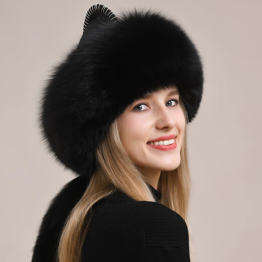 Yinghui fox fur hat for women and men in winter Northeastern ear protection warm genuine leather Mongolian hat ethnic style fur hat for women winter raccoon fur natural color M head circumference 56-58cm