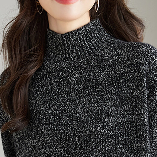 Shexi (Srcr) half turtleneck thick pure wool sweater for women with soft waxy sweater autumn and winter short loose warm knitted bottoming shirt