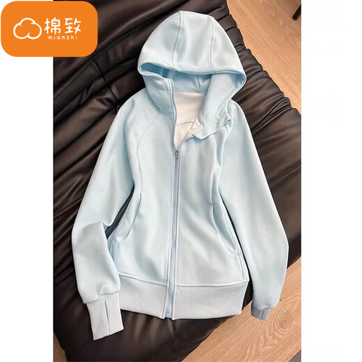 Cotton American hooded slim cardigan sweater for women in spring and autumn 2025 new small high-end top coat 9001 white and gray [regular high quality 28] L 100-120Jin [Jin equals 0.5 kg]