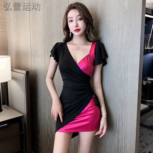 Jie yintong deep v sexy женское ночное платье ночного клуба Slim и Slim ship короткая юбка ночная сцена.