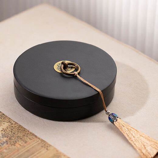 Huying 5-Zoll-Hot-Pot-Tintenstein, klassisches Modell mit Abdeckung für Kalligraphie, spezielle Doppelkreis-Tintenpatrone aus natürlichem Rohstein, feuchtigkeitsspendende und verdunstungshemmende Schleiftinte, Stiftwaschmittel für Anfänger, vier Schätze der Studie