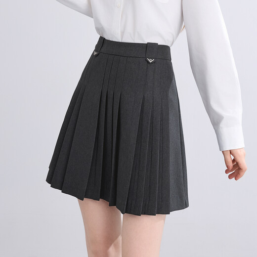 Betu women's 2025 autumn new skirt college style A-line pleated skirt versatile short skirt skirt 2508T65 dark gray M