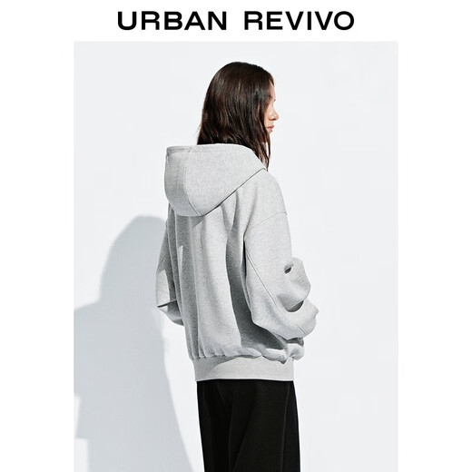 
UR2025 autumn new women's casual daily hooded zipper ultra-loose jacket UYY150093 medium gray flower gray (slightly loose) M (M-L)
