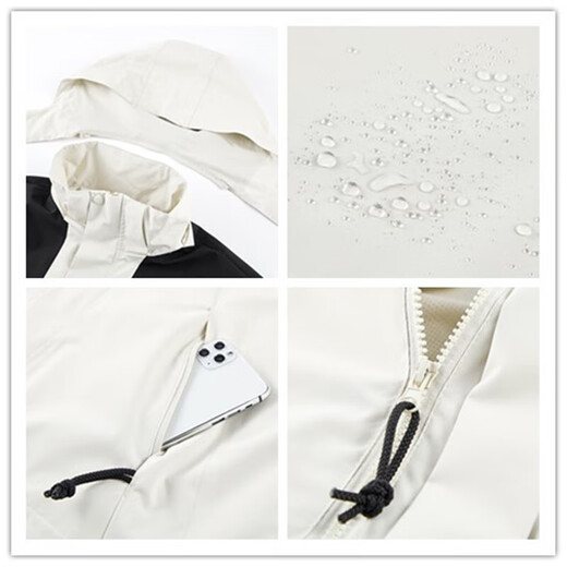 JEEP SPIRIT two-piece set three-in-one jacket for men in autumn and winter windproof and waterproof with removable inner ivory white XL (recommended 150-165Jin Jin equals 0.5kg)