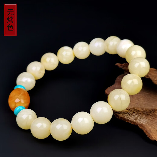 Amber style, one object, one picture, one certificate, beeswax bracelet, women's bracelet, natural amber white flower beeswax, no cracks, bracelet 11.33g, 10mm