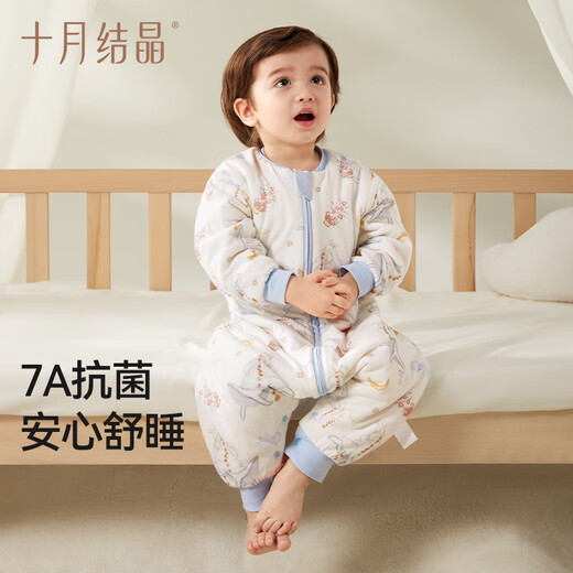 October Crystal Baby Sleeping Bag Spring, Autumn and Winter Constant Temperature Baby Split Leg Sleeping Bag Children's Anti-Kick Quilt Jinglan Yunmeng Thick Quilted Constant Temperature Model Recommended 5-12 100cm