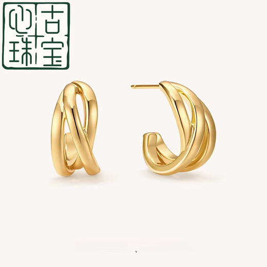 Xingu Boutique 18k gold earrings Wu Qianyu Tong Onchic earrings for women, plated earrings, very light, wrapped wavy line C-shaped earrings (gold)