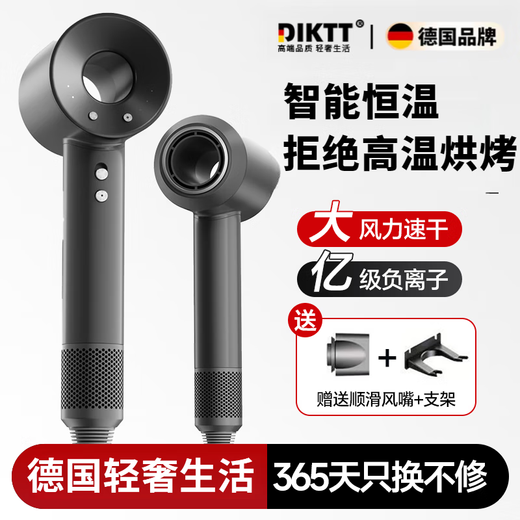 DIKTT Germany bladeless high-speed hair dryer constant temperature hair dryer quick-drying household silent high-power hair dryer baby barber shop hair salon hair dryer Huaqiangbei space gray single nozzle 3 billion negative ions 520 Valentine's Day gift